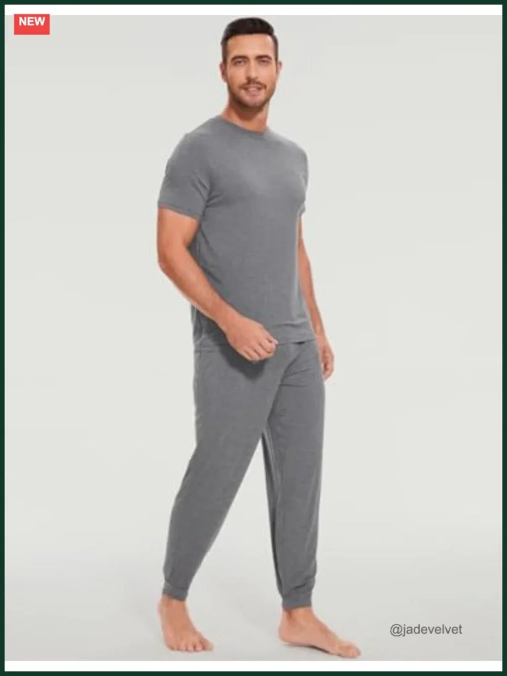 Bamboo Viscose Men's Short Sleeve Pajama Set Soft Lounge Set